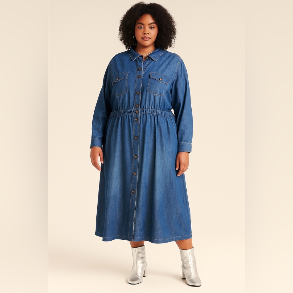 Brand New Denim Long Sleeve Dress Sz 30/32 - Picture 17 of 17